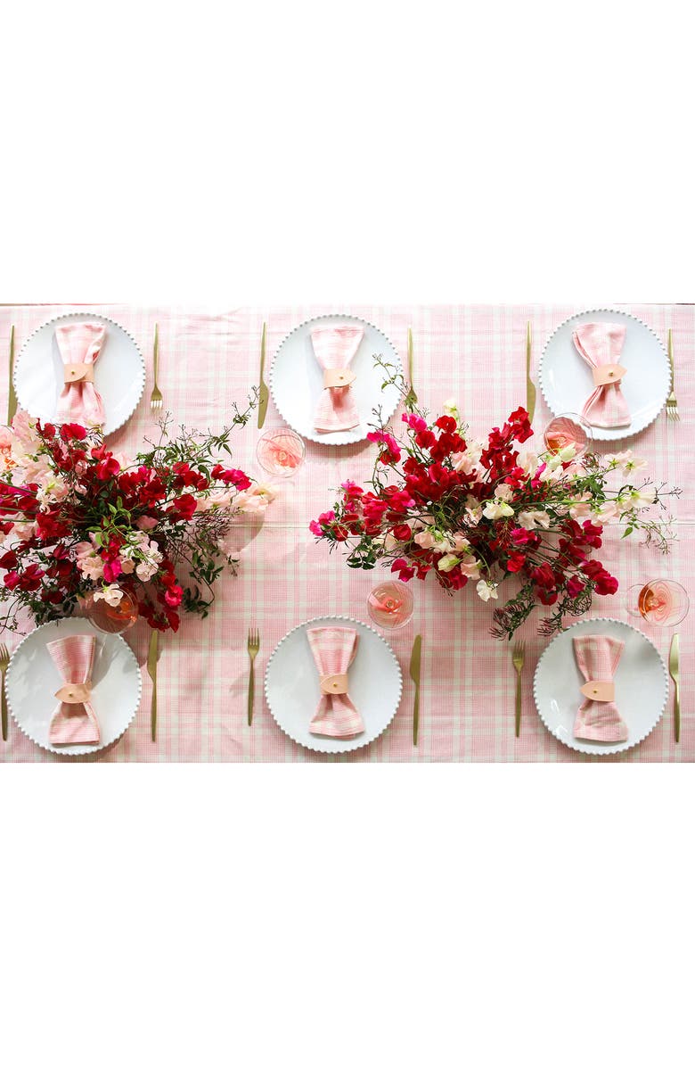 Heather Taylor Home Marianne Plaid Set of 4 Napkins, Alternate, color, Peony