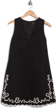 BOSS Embroidered Cotton Sleeveless Minidress