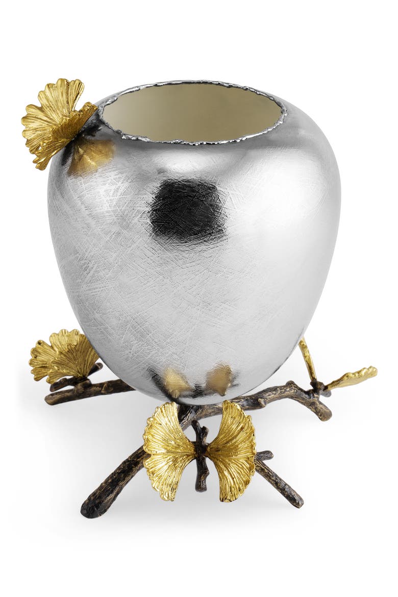 Butterfly Ginkgo Medium Footed Bowl, Alternate, color, SILVER