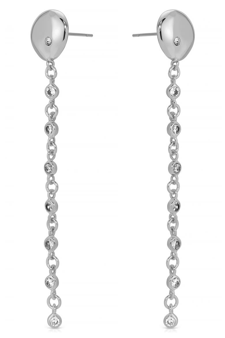 Polished Pebble Crystal Drop Earrings, Alternate, color, RHODIUM/ SILVER