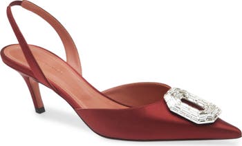 Camelia Crystal Buckle Slingback Pump