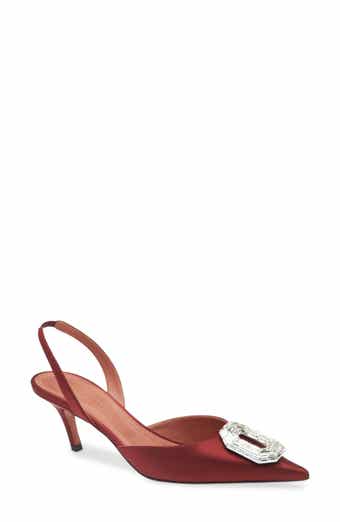 Amina Muaddi Camelia Crystal Buckle Slingback Pump