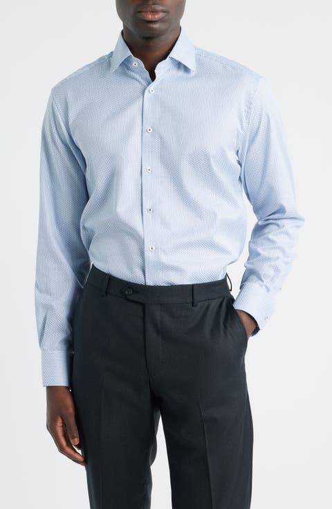 Modern Fit Micropattern Non-Iron Cotton Dobby Dress Shirt (Regular & Big)