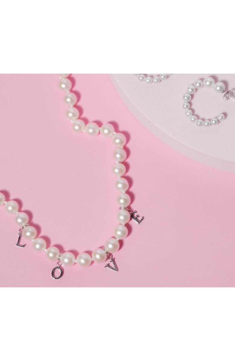 The Pearl Source Freshwater Pearl Necklace & Earrings, Alternate, color, White Gold - Finesse Clasp