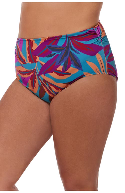 Gottex Plantopia Plus Size Shirred High Waist Swim Bottom In Multi