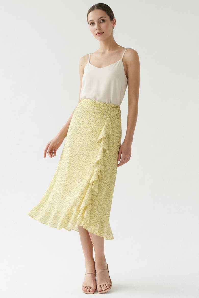 Filicia Elastic Waist Side Ruffle Midi Skirt, Alternate, color, Multi Color