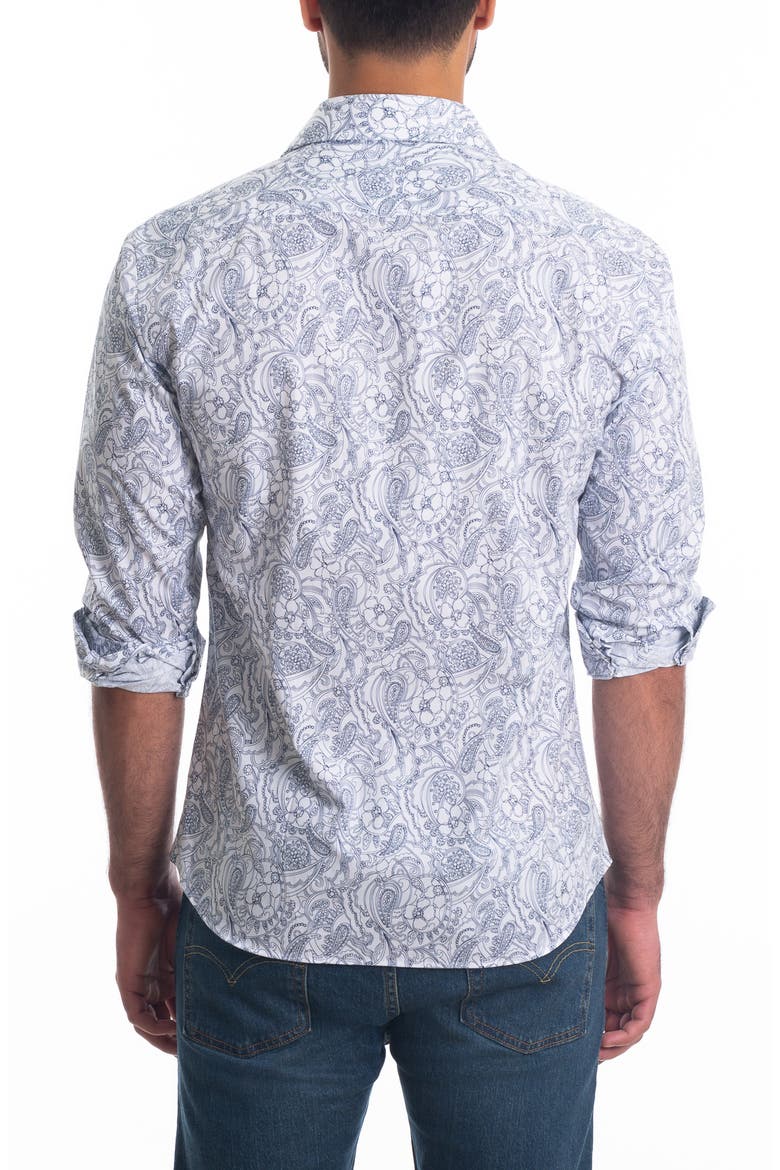 Trim Fit Floral Paisley Cotton Button-Up Shirt, Alternate, color, WHITE PAISLEY