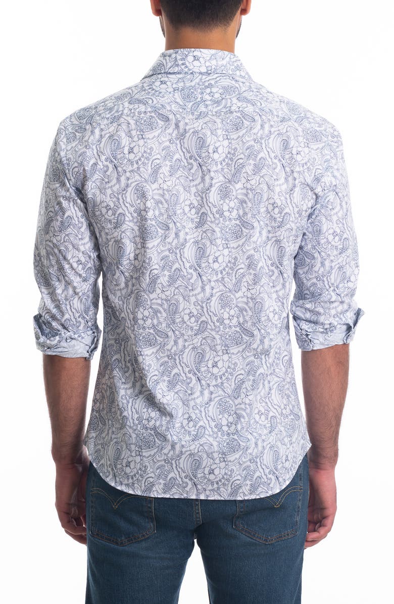 Jared Lang Trim Fit Floral Paisley Cotton Button-Up Shirt, Alternate, color, 