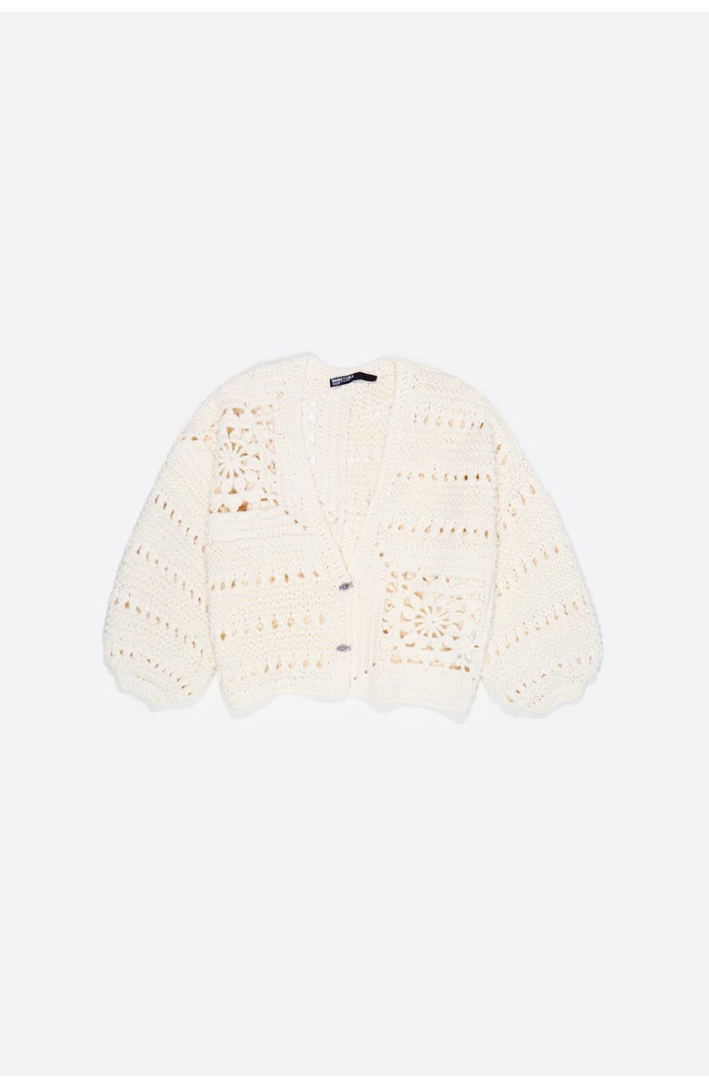 Bimba y Lola Crochet Balloon-Fit Cardigan, Alternate, color, White