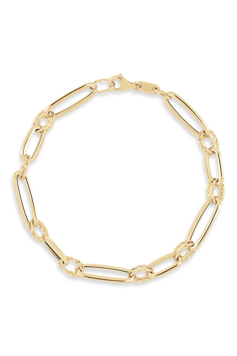14k Gold Link Bracelet, Main, color, 14KY