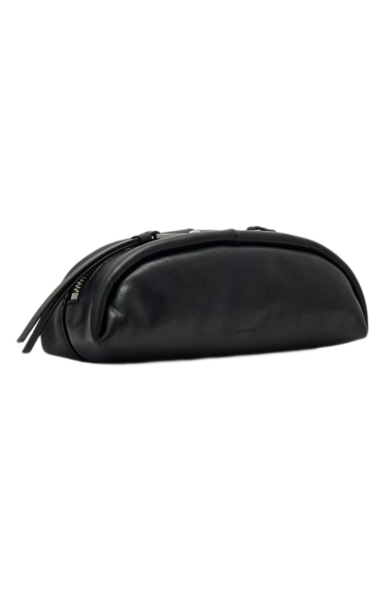 Rosalie Leather Pouch, Alternate, color, BLACK/ SILVER