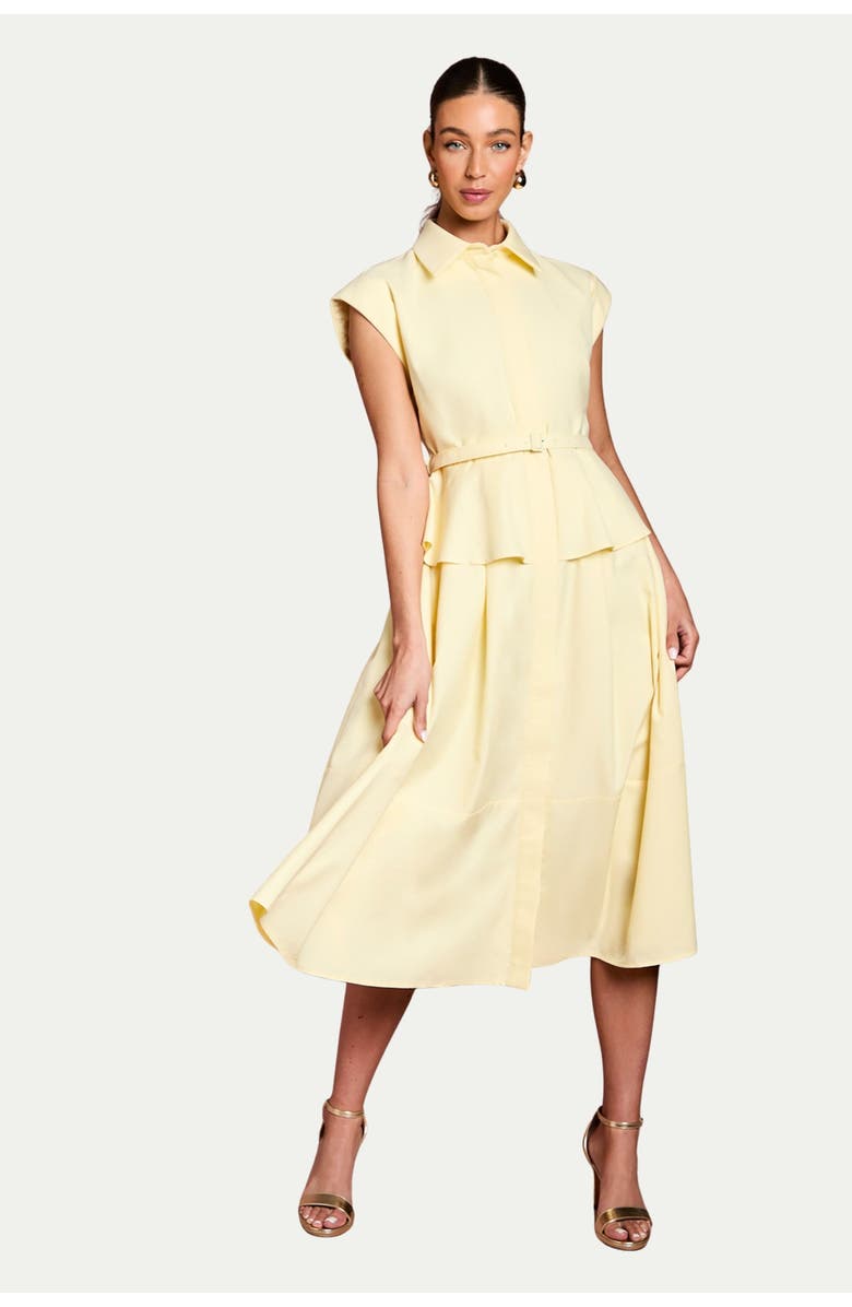 Coast Peplum Detail Belted Shirt Dress, Main, color, Lemon