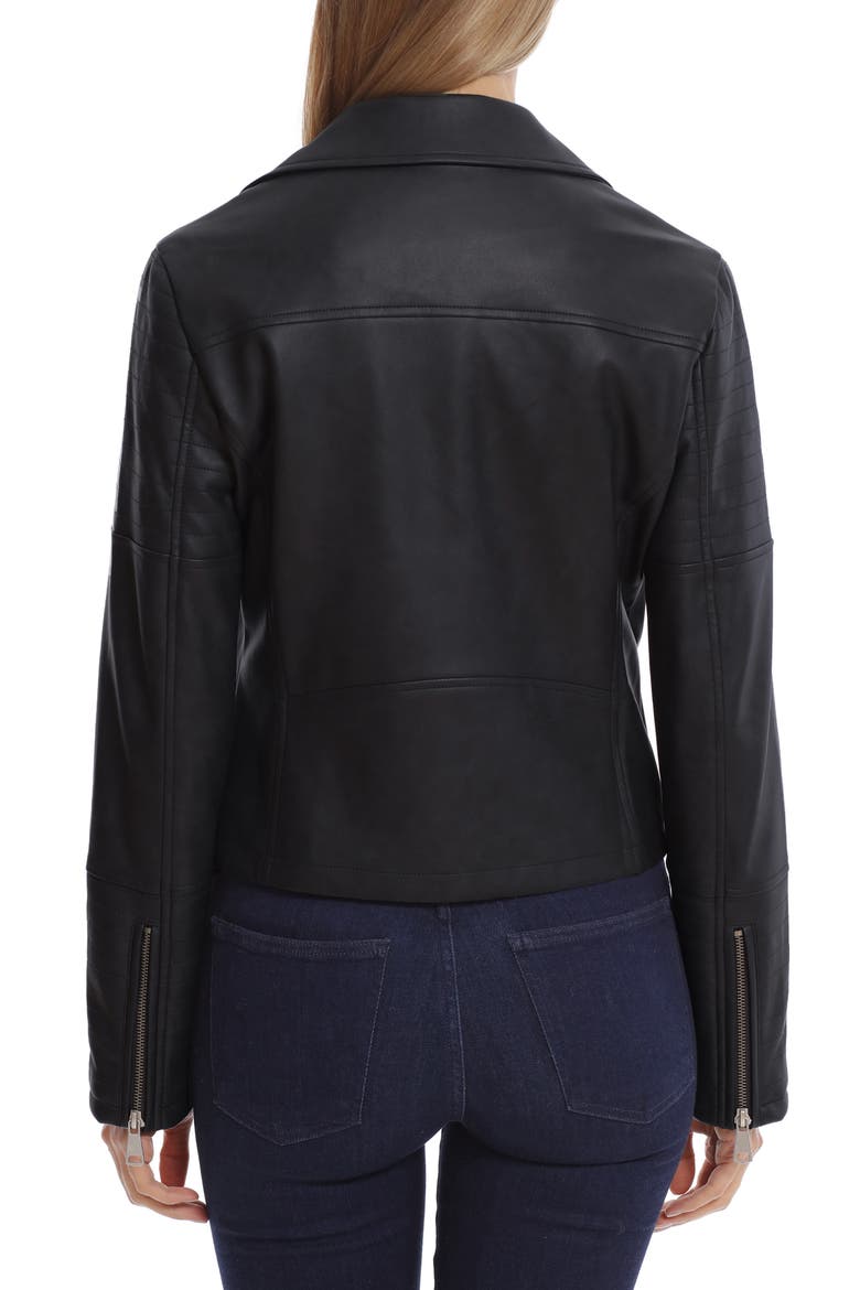 Faux Leather Crop Moto Jacket, Alternate, color, BLACK