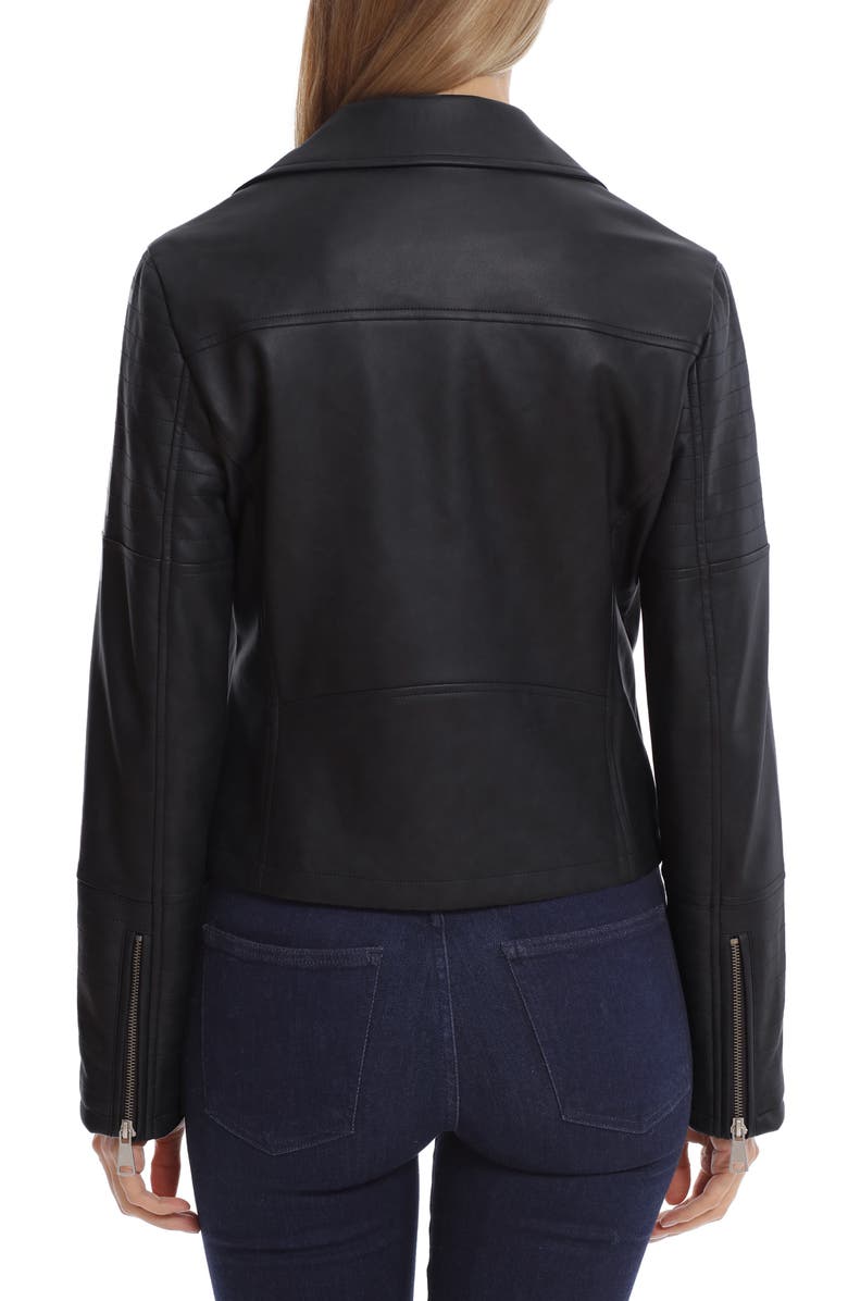 Avec Les Filles Faux Leather Crop Moto Jacket, Alternate, color,