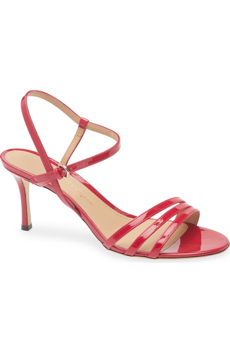 FERRAGAMO Patent Strappy Sandal, Main, color, Red
