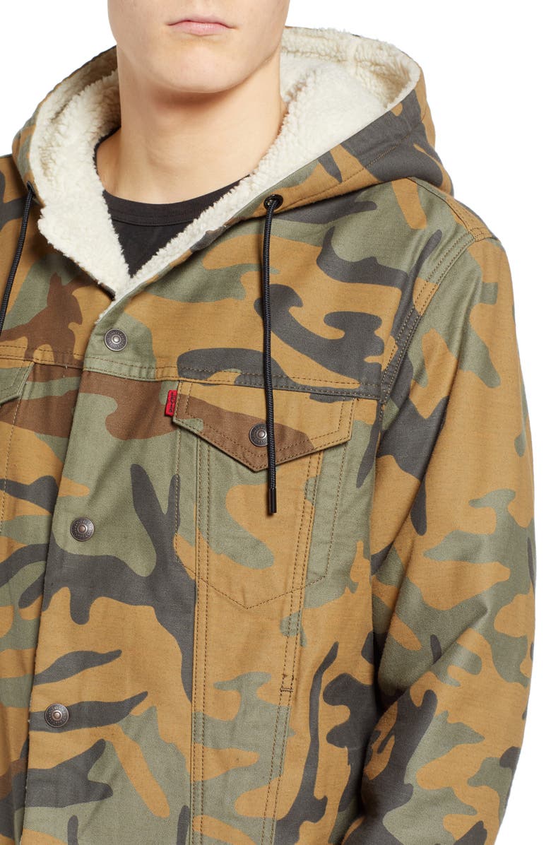 Levi's<sup>®</sup> x Justin Timberlake Faux Shearling Hooded Trucker Jacket, Alternate, color,