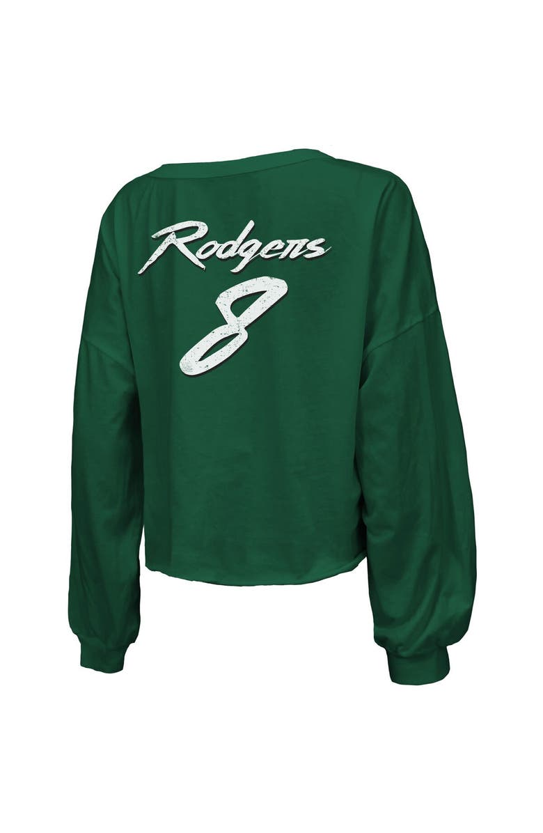 Majestic Threads Women's Majestic Threads Aaron Rodgers Green New York Jets Off-Shoulder Script Name & Number Long Sleeve T-Shirt, Alternate, color,