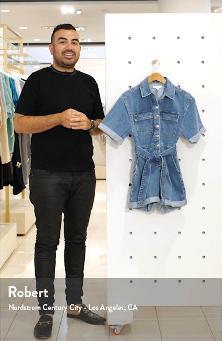 Denim Button-Down Romper, sales video thumbnail