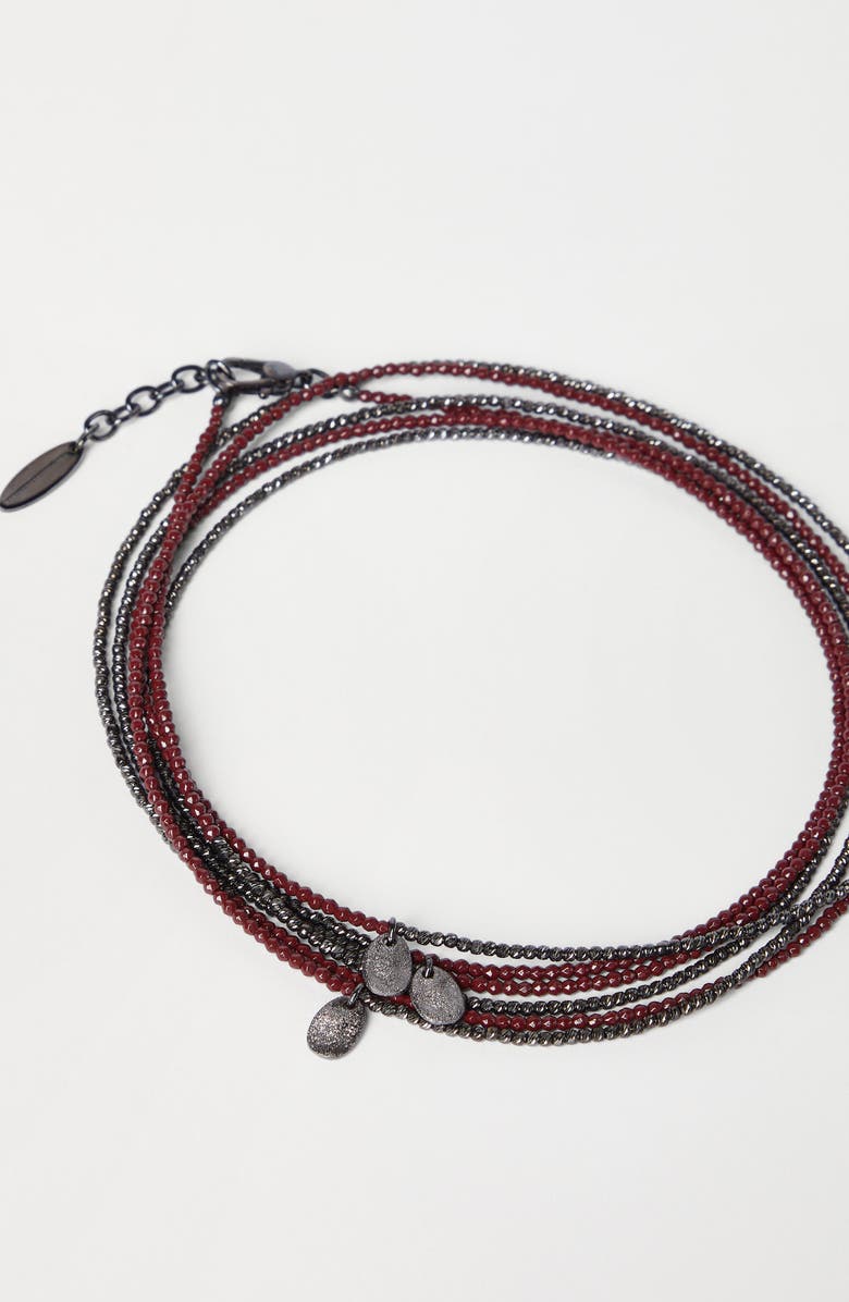 Brunello Cucinelli Hematite and Sterling Silver bracelet, Alternate, color, Red