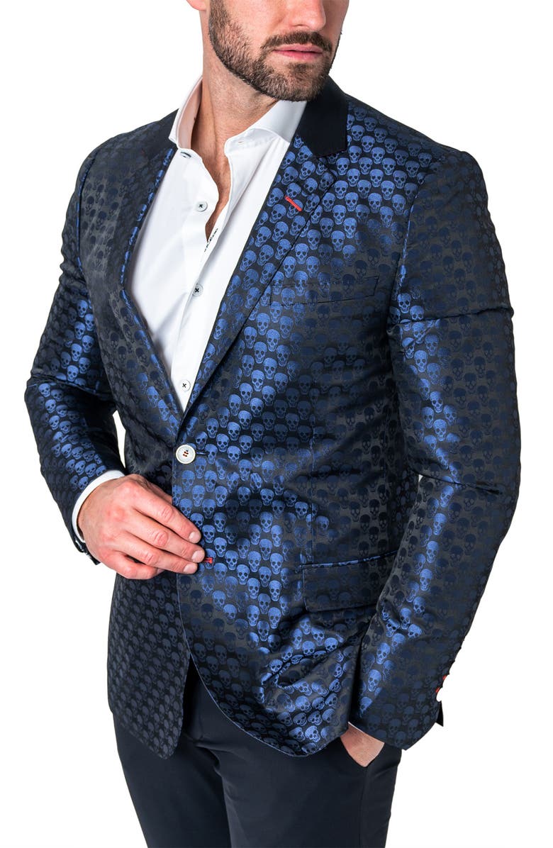 Maceoo Socrate Evo Skull Jacqurard Blazer, Alternate, color, Black
