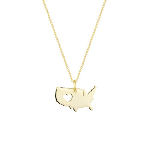 Love USA (America) Map Heart Necklace Sterling Silver