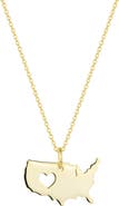 Spero London Love USA (America) Map Heart Necklace Sterling Silver