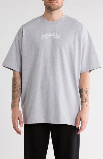 Off-white Logo Cotton Graphic T-shirt Slim Fit Logo Cotton Graphic T-shirt In Gray