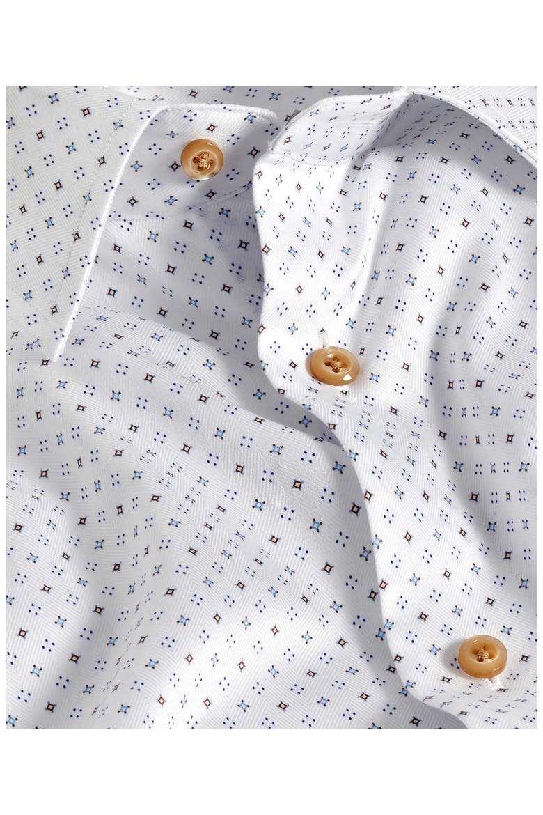 Trim Fit Diamond Geometric Print Dress Shirt, Alternate, color, WHITE/ CHOCOLATE