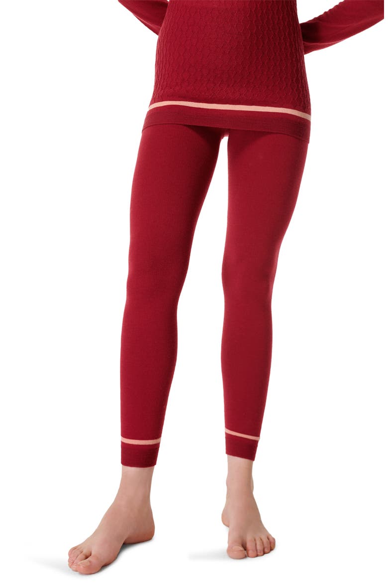 Snowflake Base Layer Leggings, Main, color, VINE RED