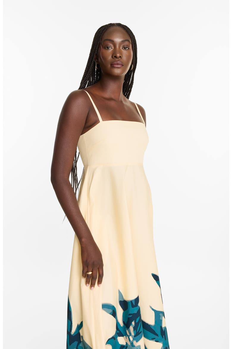 Printed Cotton Poplin Oria Strappy Midi Dress Zest Navy, Alternate, color, Zest Navy