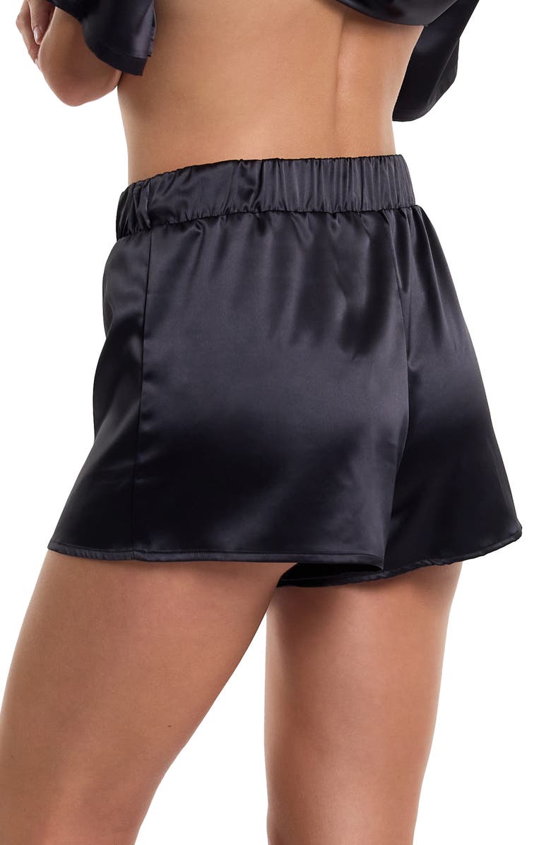 Hanky Panky Satin Pajama Shorts, Alternate, color, Black