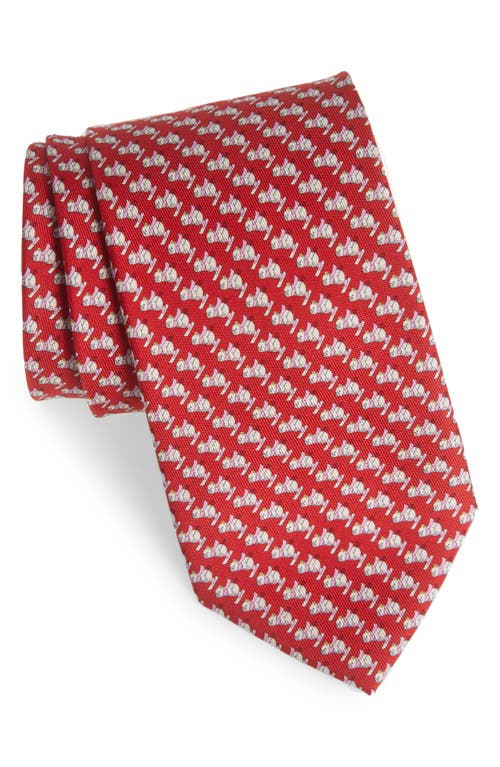 Ferragamo Zeno Ski Print Silk Tie In Rosso