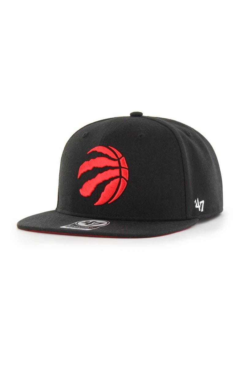'47 Men's '47  Black Toronto Raptors Sure Shot Captain Snapback Hat, Alternate, color, 
