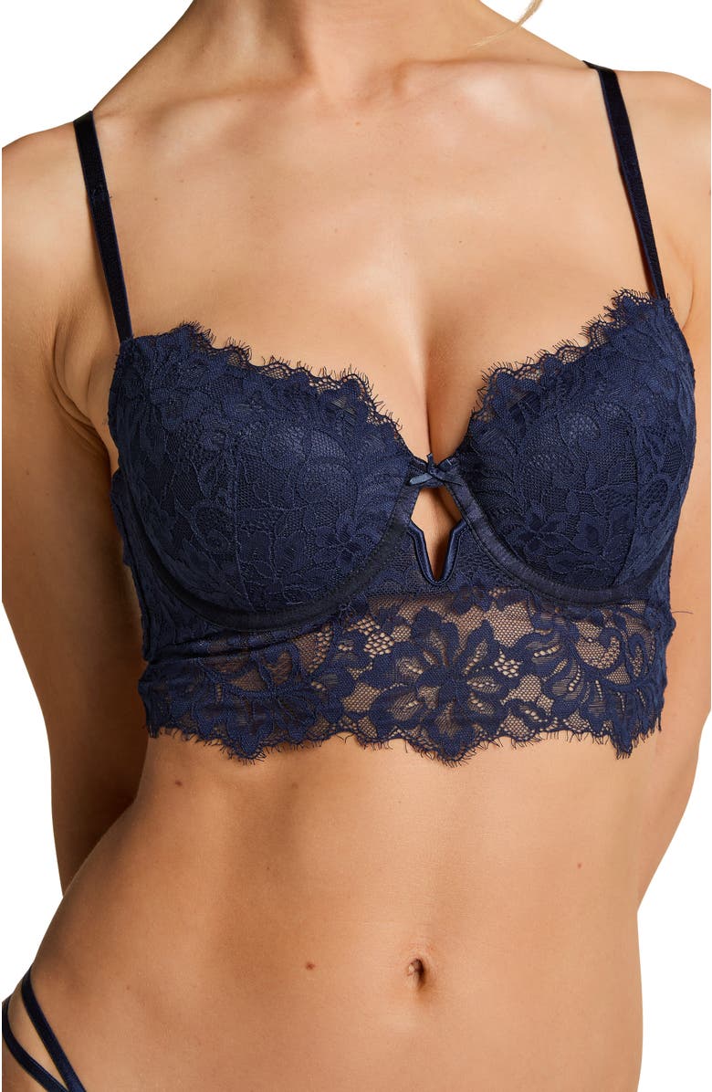 Hunkemöller Isabella Padded Underwired Longline Bra, Alternate, color, Blue