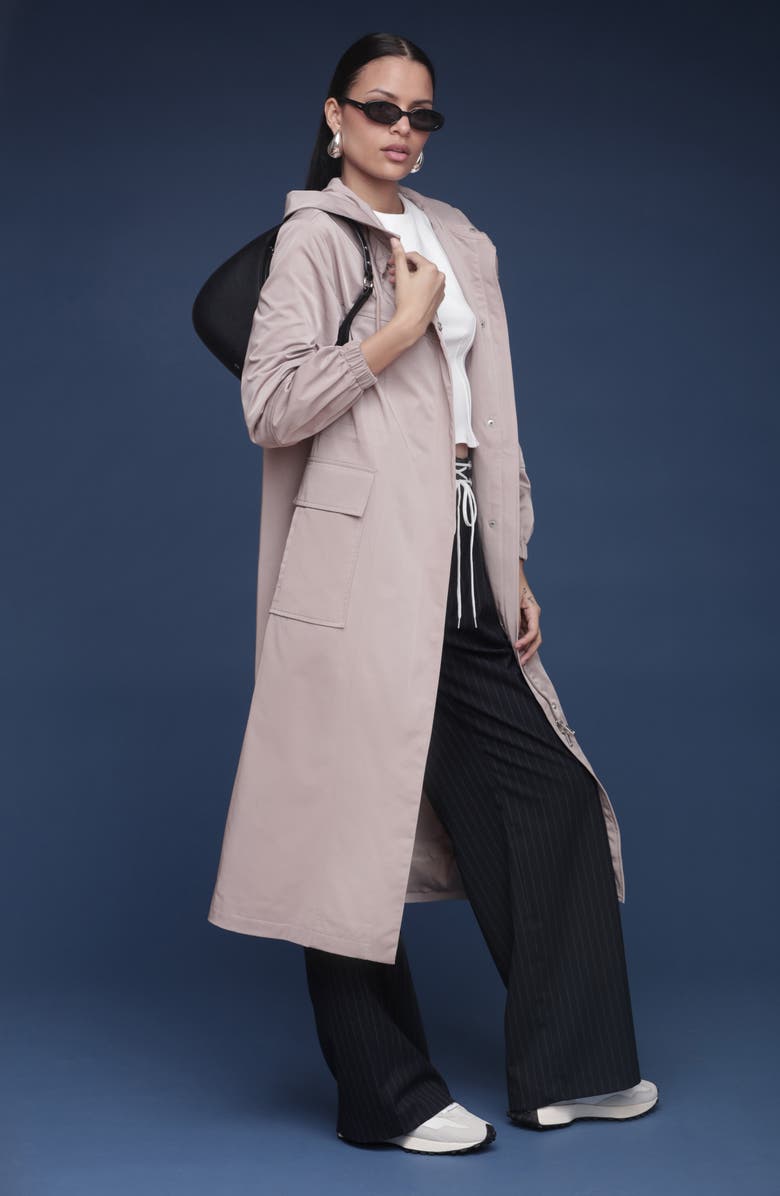 Avec Les Filles Hooded Water Resistant Longline Anorak, Alternate, color, Pink Sand