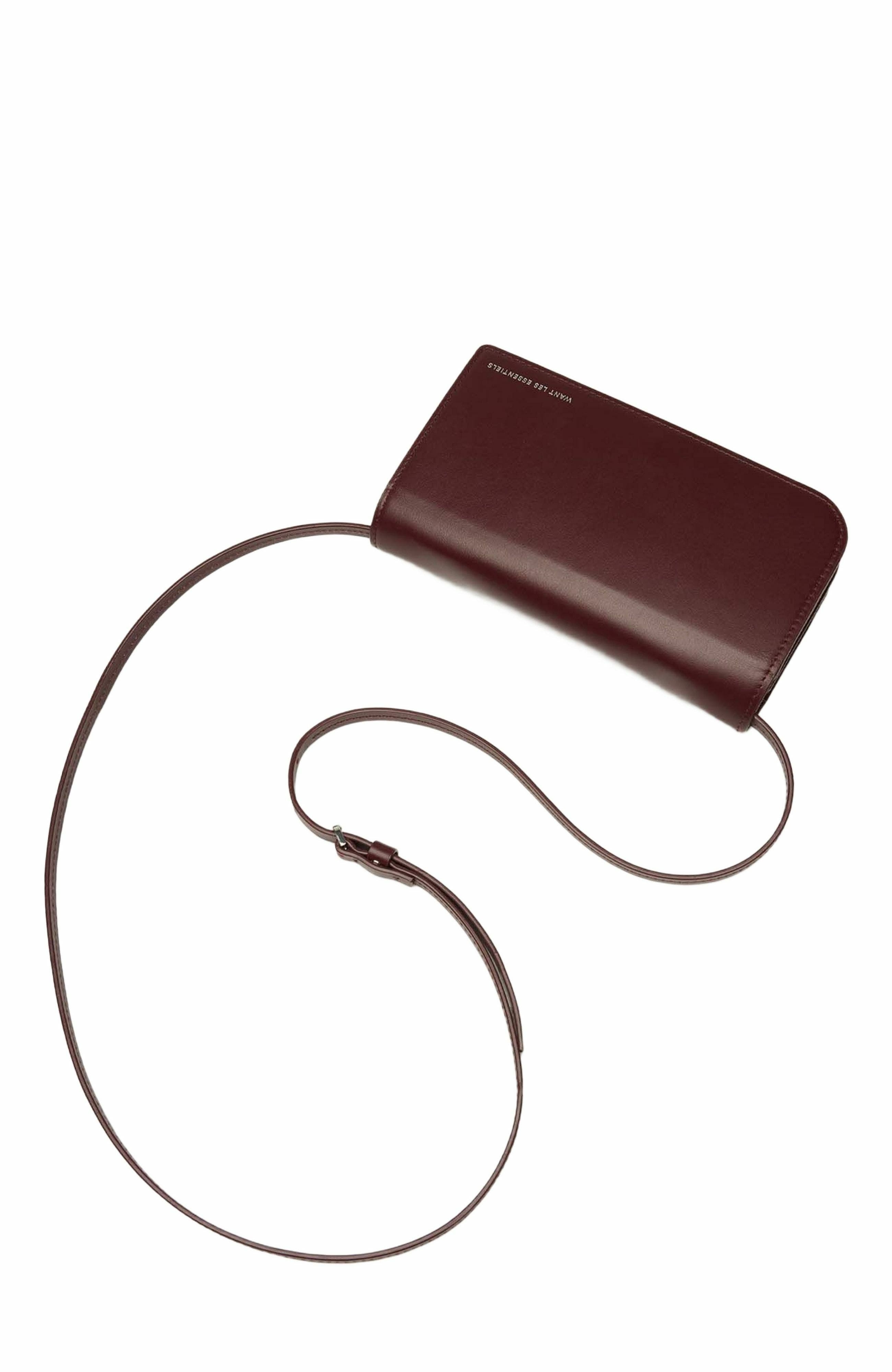 Arch Smooth Leather Wallet On Strap, Alternate, color, Dark Cherry