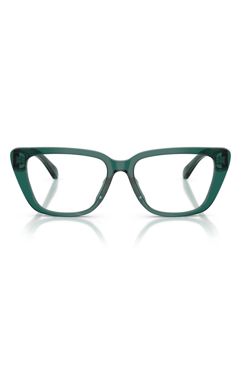 Emporio Armani 54mm Cat Eye Optical Glasses, Main, color, Shiny Green / Demo Lens