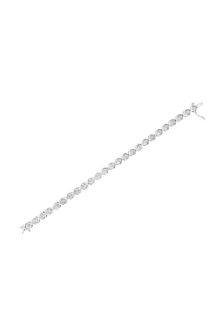 Silver 1/4 Cttw Miracle Set Diamond "X" Link Bracelet, Alternate, color, White