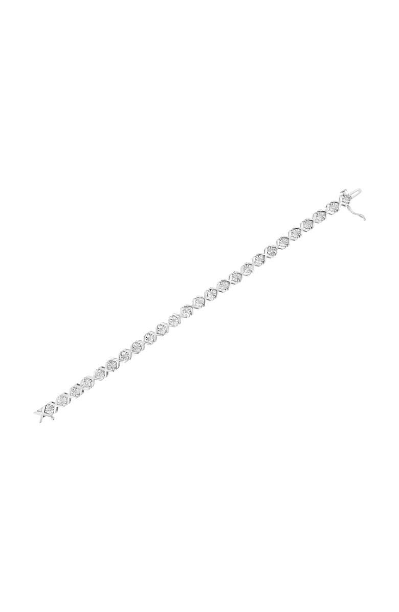 Haus of Brilliance Silver 1/4 Cttw Miracle Set Diamond "X" Link Bracelet, Alternate, color, White