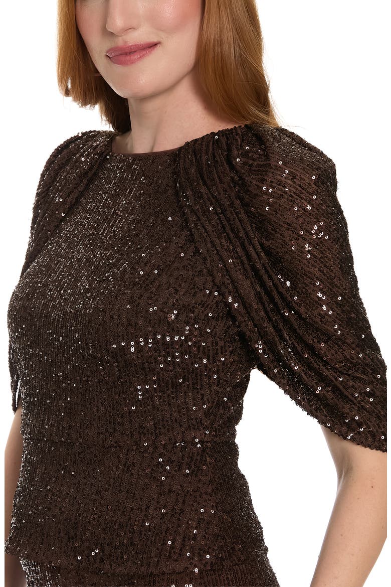 Sequin Drape Sleeve Top, Alternate, color, CHOCOLATE