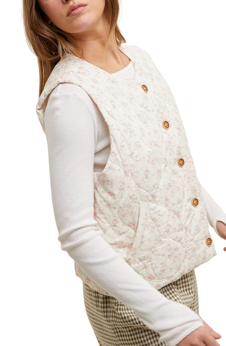 WISHLIST Floral Onion Quilted Vest, Alternate, color, 