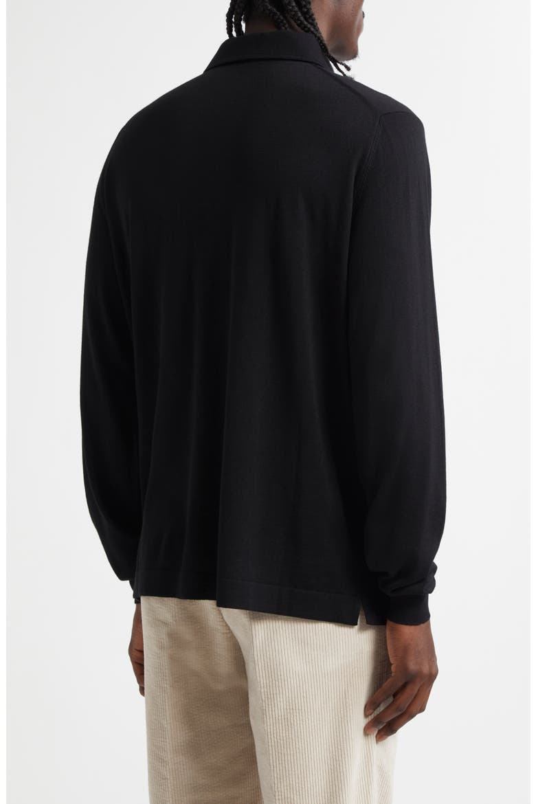 Extrafine Virgin Merino Wool Polo Sweater, Alternate, color, BLACK