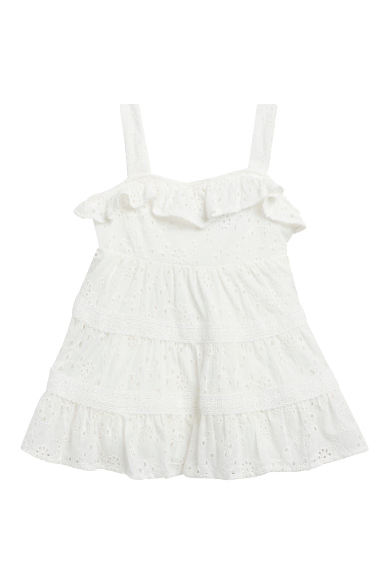 Eyelet Tiered Dress, Main, color, SNOW WHITE