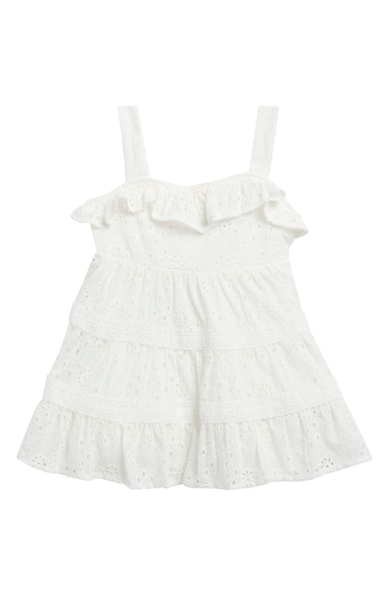 Nicole Miller Eyelet Tiered Dress, Main, color, Snow White