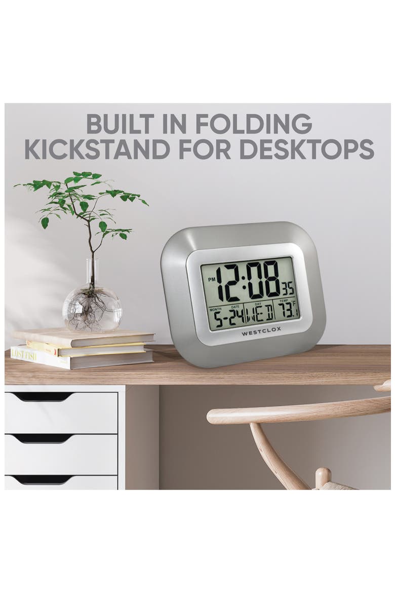 Digital LCD Wall Clock, Alternate, color, SILVER