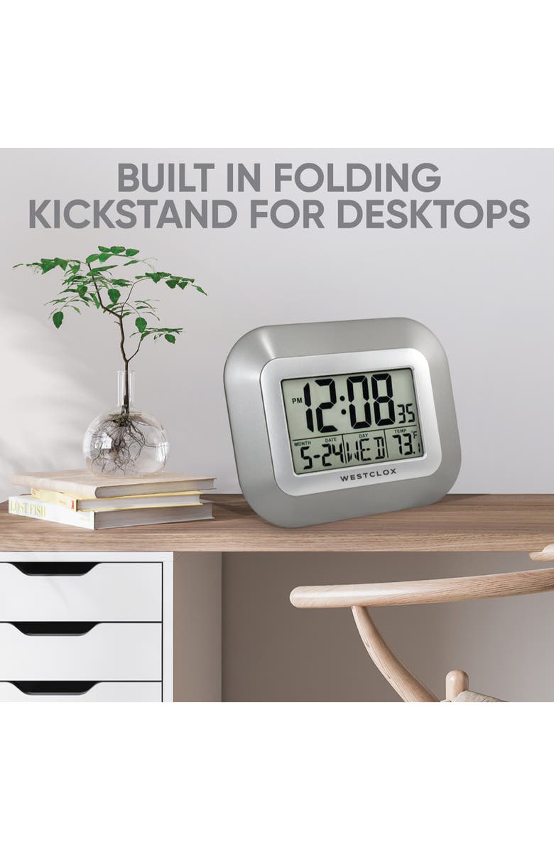 Westclox Digital LCD Wall Clock, Alternate, color, Silver