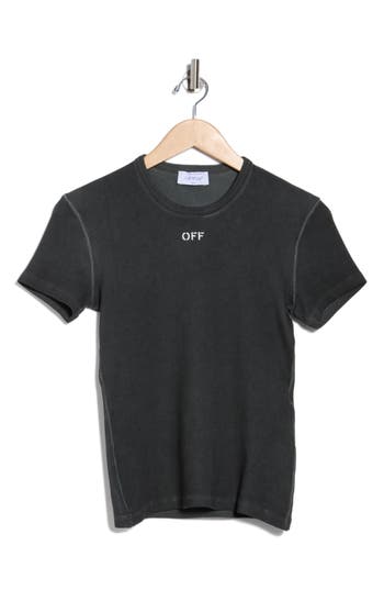 Off-white Off White Slim Fit Ribbed T Shirt For In Gray