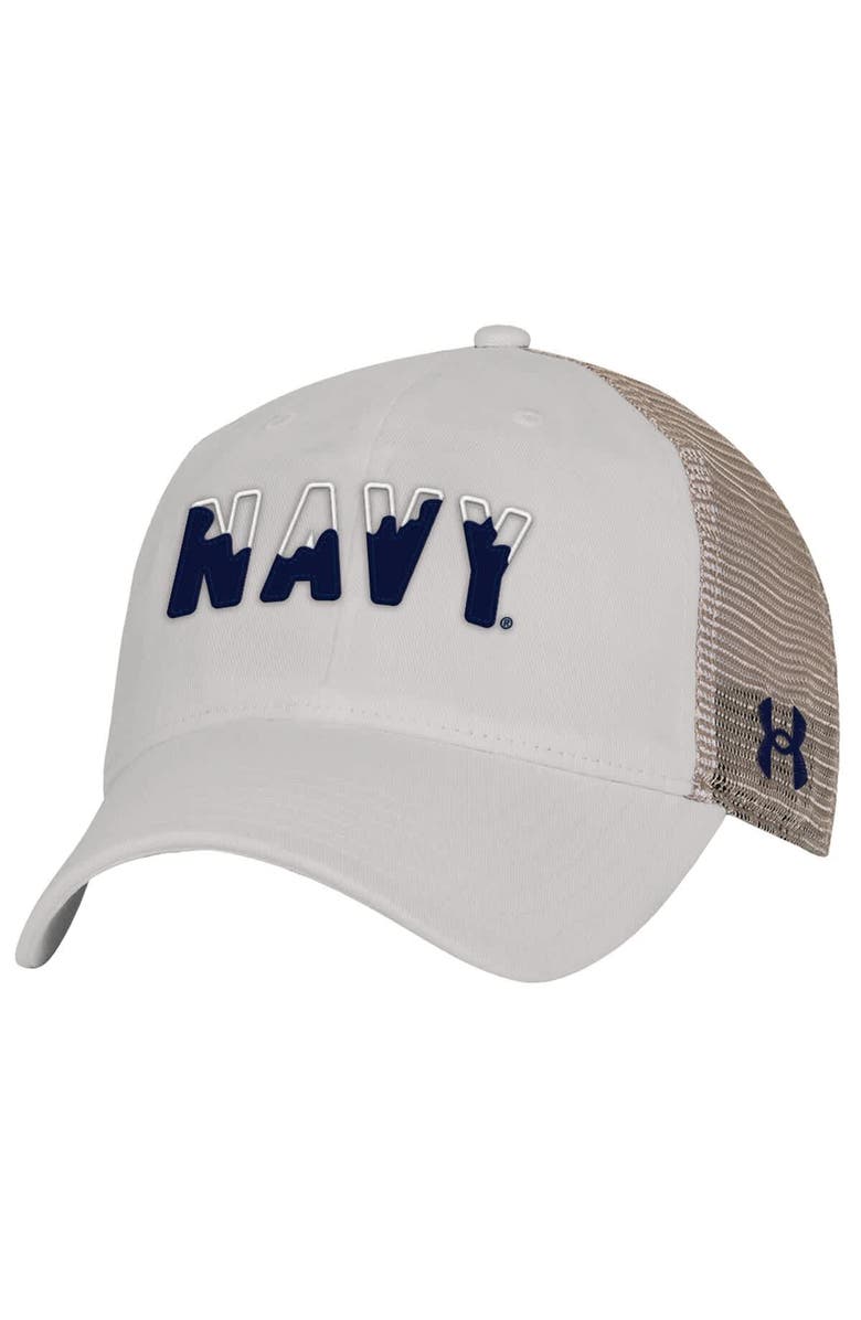 Under Armour Men's Under Armour  Cream Navy Midshipmen College Essentials Adjustable Trucker Hat, Main, color, Cream