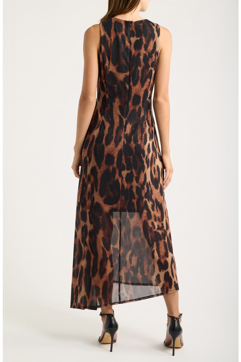 Animal Print Mesh Midi Dress, Alternate, color, BLACK MULTI