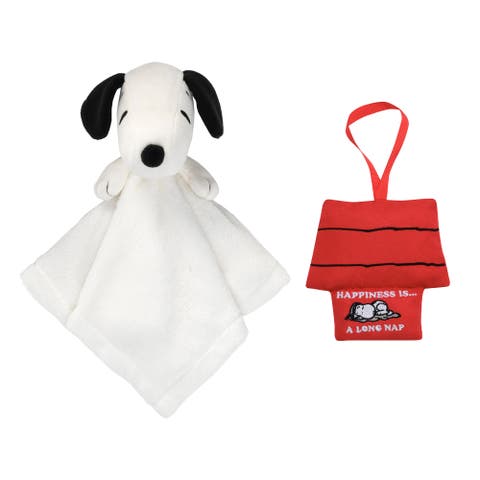 Snoopy Plush Security Blanket/Lovey & Door Pillow Gift Set